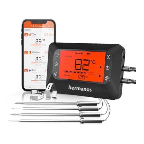Hermanos digitale draadloze BBQ thermometer met 4 probes